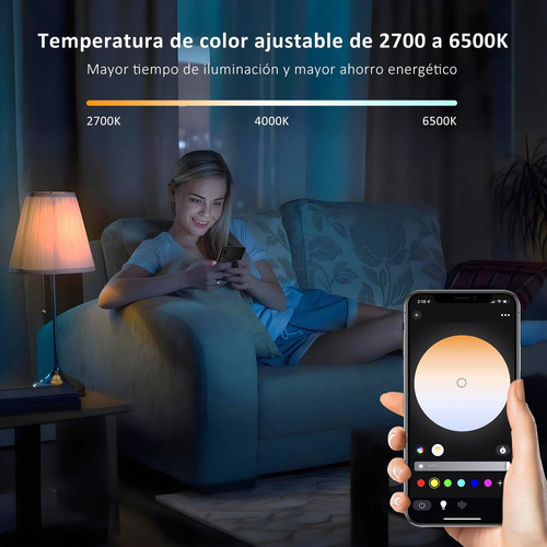 Foco Inteligente Bombilla Wifi Rgbcw 9w Led Alexa Multicolor
