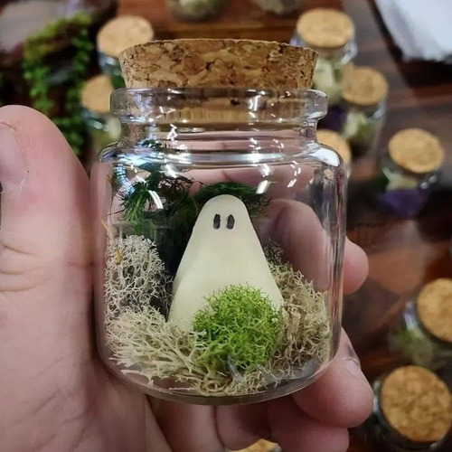 Bbasiliysd Mini Pet Ghosts In A Jar, Halloween Ghost Glow In