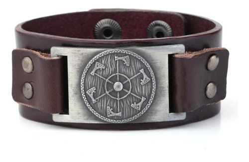 Pulsera Cuero Vikingo Hachas Caballeros Moda Masculina 2019