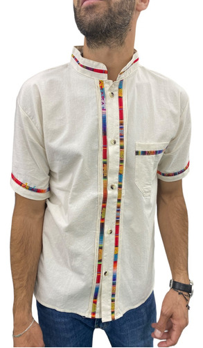 Guayabera Camisa Para Hombre De Manta Estilo Mexicano Aplica