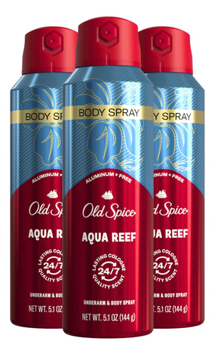 Old Spice Spray Corporal Sin Aluminio Para Hombres, Aqua Re.