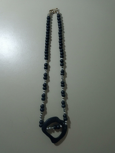 Collar Negro Y Plateado (cu4)