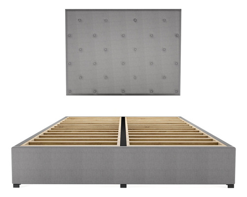 Cama Recamara - Base Box Cabecera Toscana Gris Matrimonial