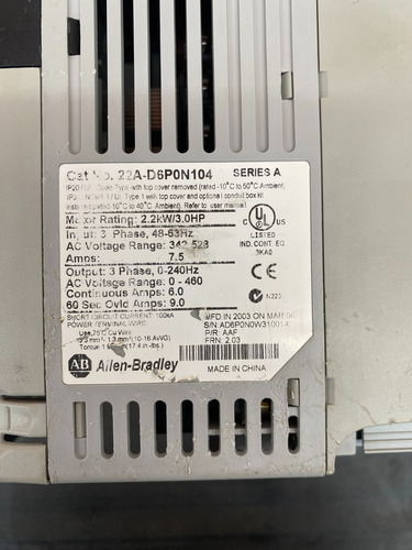 Inversor De Frequência Abb Powerflex4 22a-d6p0n104 (Usado)