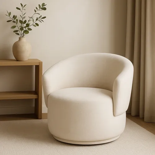 Poltrona Orgânica Redonda Para Sala Recepção Bouclê