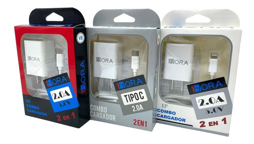 50 Cargadores 1hora 2a Combinados V8 Tipo C Y iPhone Mayoreo