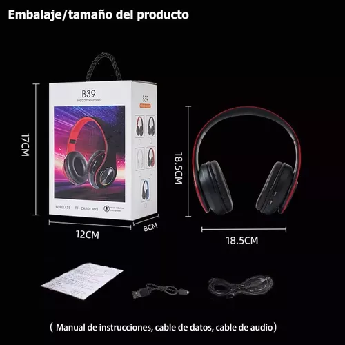 RGB sobre Auriculares Inalámbricos Bluetooth Bluetooth con Micrófono  Estéreo