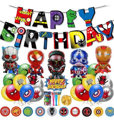 Globos De Cumpleaños Decoracion Fiesta Avengers Spiderman