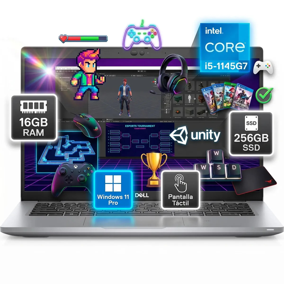 Laptop Dell Latitude 5420 Intel Core I5 1145g7 16gb Ddr4 Ram 256gb Ssd 14 Touch Fhd Lcd Ips 60hz Windows 11 Pro Wifi 6... Plateado