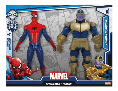 2 Figuras De Acción Marvel Spiderman + Thanos Con Licencia 