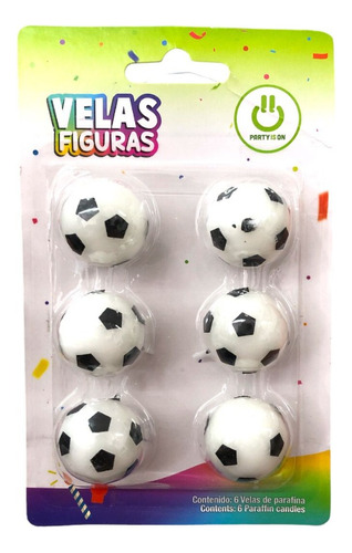 6 Velas En Forma De Balón De Futbol Para Pastel Cumpleaños