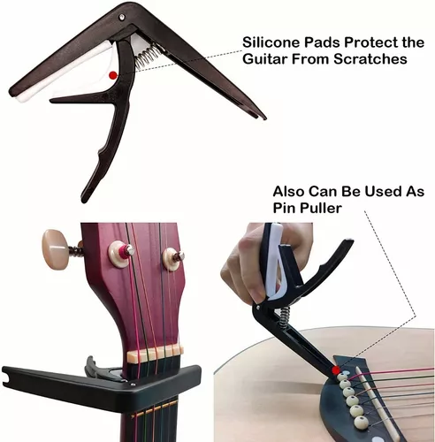 Kit de cambio de cuerdas de guitarra soporte de selección afinador cortador de cuerda enrollador Kungber Kit de accesorios de guitarra que incluye cuerdas de guitarra capo púas 