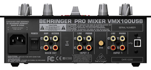 Behringer Pro Mixer Vmx100usb Mezclador Dj 2 Canales