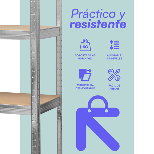 Estante Organizador Repisas Metálico De 5 Niveles Con Mdf