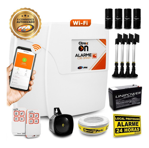 Kit Alarme Perímetro App Wifi 2 Sensor Barreira 100m Bateria