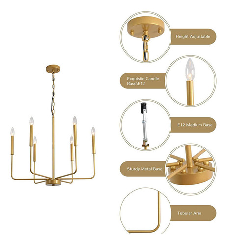 Candelabro Retro Altura Ajustable Candelabro Clásico Dorado