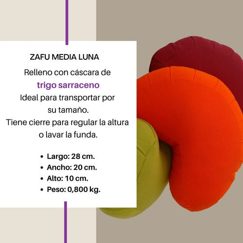 Zafu Con Cáscara Y Cierre Media Luna, 28 X 16 X 10 Cm
