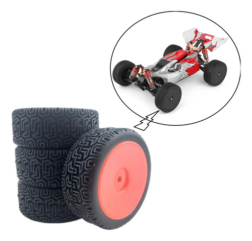 4 Paquetes De Neumáticos De Goma Rc 66mm Para Rojo Rojo