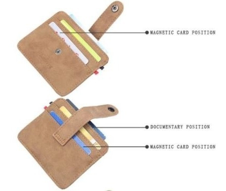Tarjetero Baellerry Cuero Nobuk Café - 5 Tarjetas Con Broche