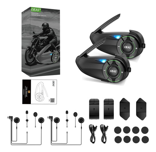 Walkie-talkie De Casco De Motocicleta Ejeas Q8, 2 Piezas