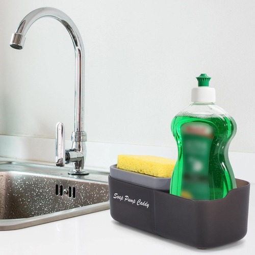 Dispensador De Jabon Lava Trastes Con Esponja Fibra Cocina Color Multicolor