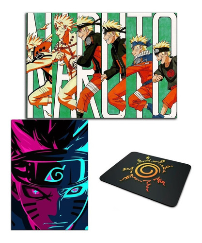 Kit Placa Quadro Decorativos Em Mdf E Mouse Pad Naruto