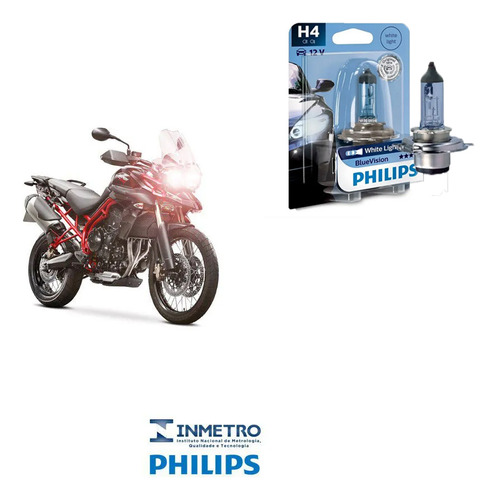 Lâmpada Moto Philips H4 P/ Triumph Tiger 800xc Efeito-xenon