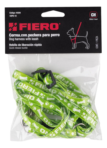 Correa Con Pechera Para Perro 1cm Ancho Fiero