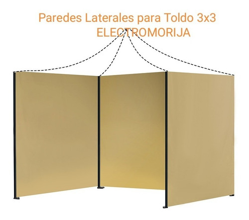  Lona Parede Laterales Para Toldo 3x3 Beige Impermeable Em22
