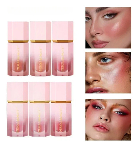 Pack 6 Rubor Blush Liquido Con Aplicador Matte Alta Calidad 