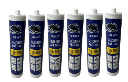 Silicona Acética Blanca Sellante - 280ml - 6 Tubos