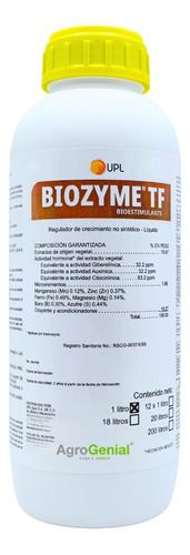 Biozyme Tf 1 Litro  Regulador De Crecimient.