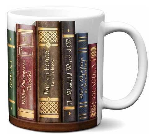 Bookshelf Mug. Coffee Mug With The Famous Books' Titles,