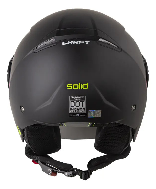 Casco Para Moto Abierto Shaft SH-212 Negro Mate con Amarillo Neon Visor Iridium Azul Talla L