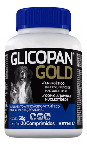 Suplemento Vitaminico Glicopan Gold Vetnil 30comp.