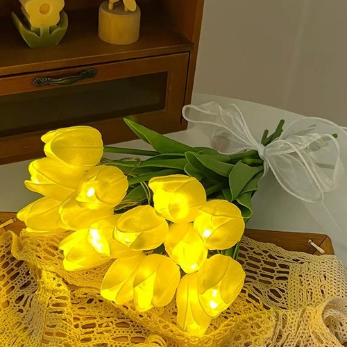 Elegante Lámpara De Flor De Tulipán, Luz Nocturna De Tulipán 10psc Gievuleo