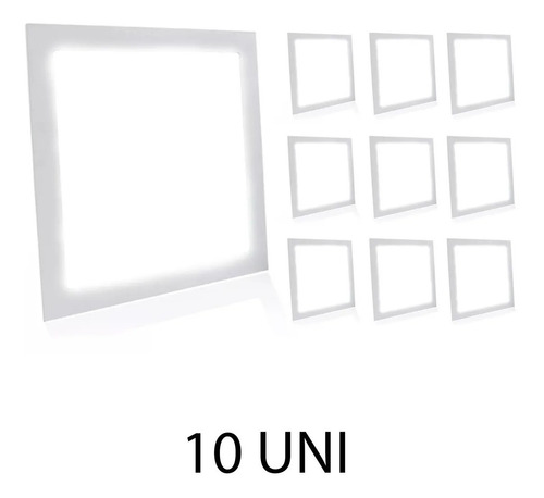 Kit 10 Painel Plafon Led 18w Embutir Quadrado Luminária Slim