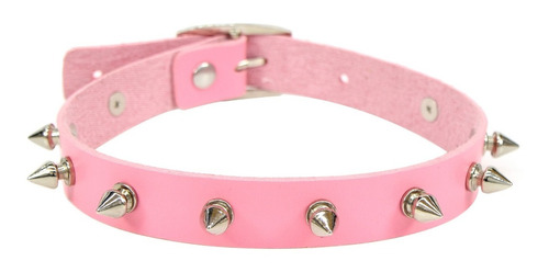 Choker Rosado Puntas Remaches Collar Gotic Punk Rosa