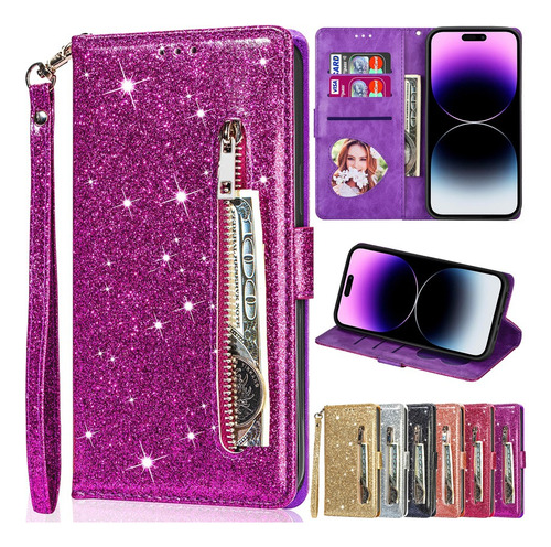 Funda Tipo Cartera Brillantes Con Tapa Para Samsung Galaxy