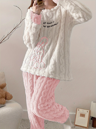 Conjunto De Pijama Polar De Invierno Para Mujer, Ropa De Hog