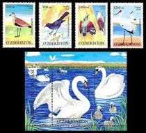 Comprar Fauna - Aves Diversas - Uzbekistán - Serie + Block Mint