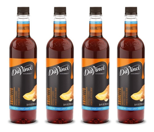 Jarabe Davinci Gourmet Amareto Sugar Free 750 Ml 4 Pack