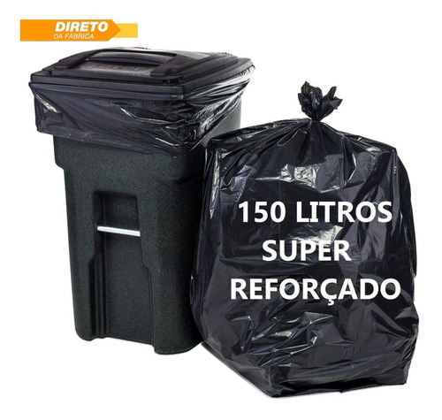 Saco De Lixo 150l  C/100 Un Preto Super Reforçado Forte