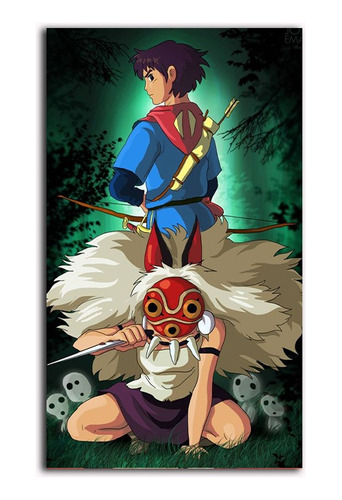 Cuadro Decorativo La Princesa Mononoke 29x50 Cm Ashitaka  