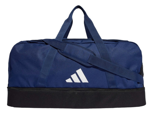 Bolsa deportiva Adidas Duffle grande con correa para la mano y el hombro, color azul marino