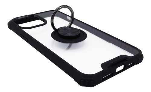 Carcasa Transparente Con Anillo Para iPhone 12 / 12 Pro Color Negro Bordes de colores