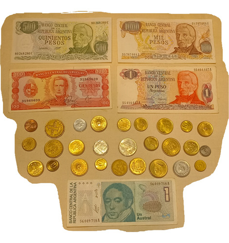 Billetes Y Monedas Antiguas Lote X 32 Sc- Argen Uruguay