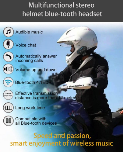 Imagen 9 de 10 de Audífonos Inalámbricos Bluetooth Para Casco De Motos