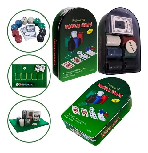 Set Poker Juego De Mesa 120 Fichas + Naipes Y Mantel