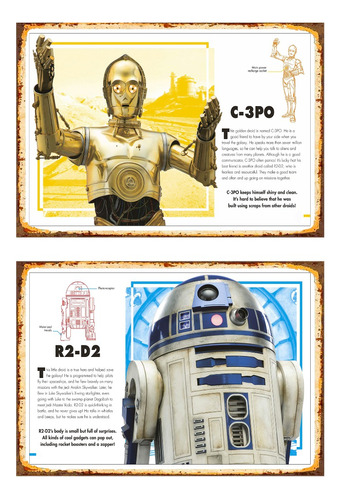 Set 2 Carteles Metalicos 40x28 C/u Citripio Y R2d2 Star Wars